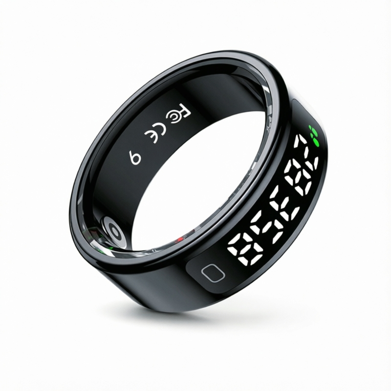 Touchscreen Control Smart Ring Heart Rate SpO2 Tracker IP68 Waterproof Sleep Recorder App Bluetooth Fitness