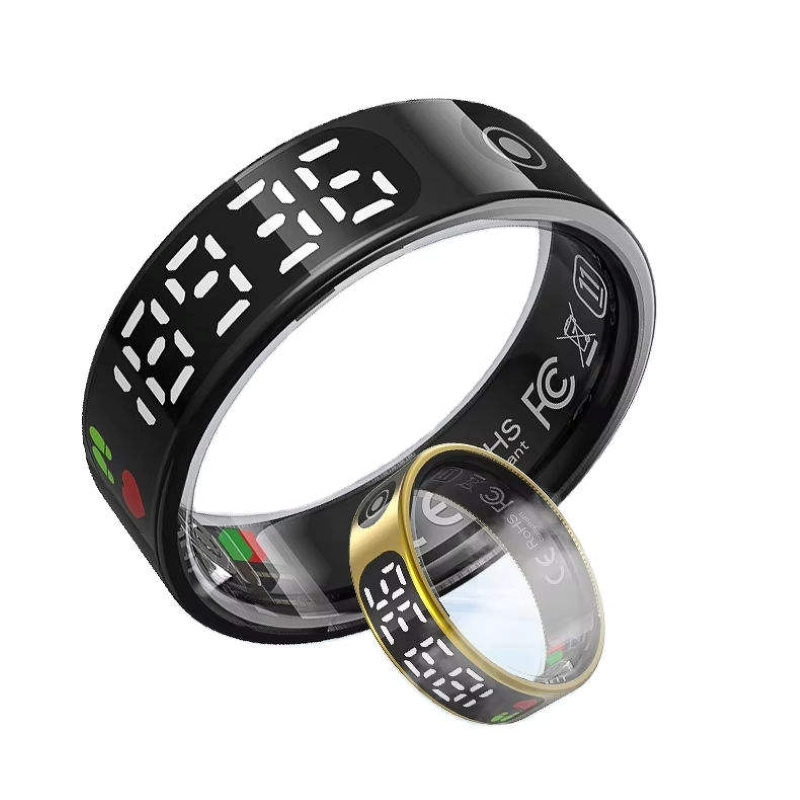 2026 LED AI Smart Ring Health Tracker Sleep Monitor Sedentary Reminder Alloy Case APP Control Wearable Device for Elderly Care
